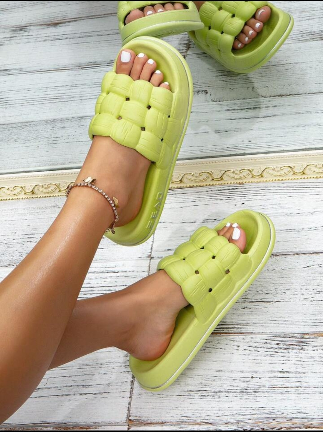 Puffy Soft Sole Slippers - LIGHT GREEN