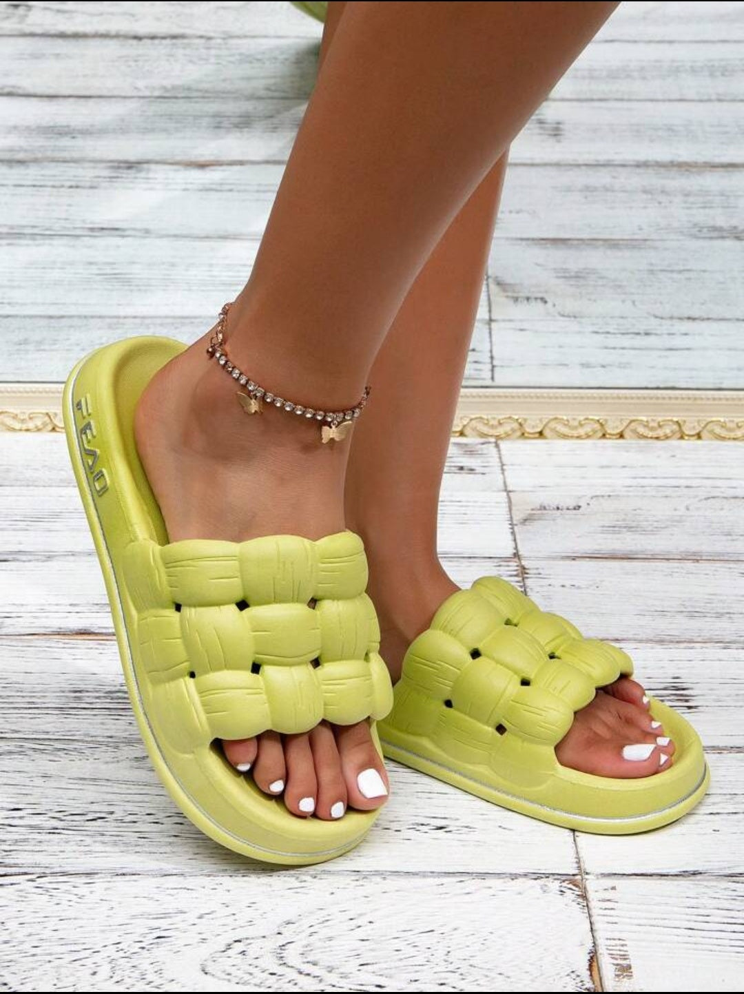 Puffy Soft Sole Slippers - LIGHT GREEN