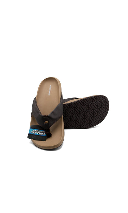 S-k-e-c-h-e-r-s Medicated Fanning Flip-Flop in Brown & Beige