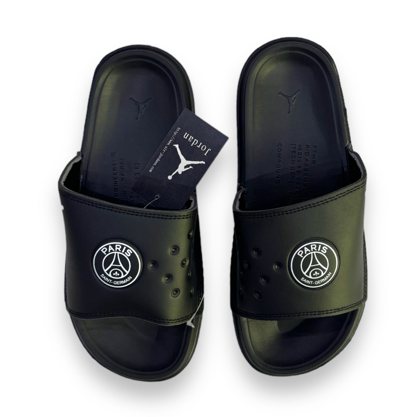 J-O-R-D-A-N Imported Premium High Sole Slides in Black