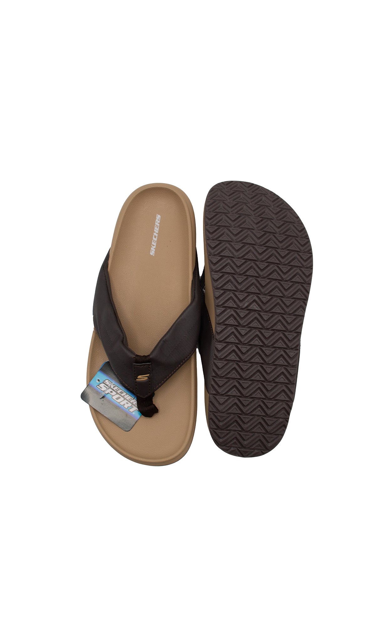 S-k-e-c-h-e-r-s Medicated Fanning Flip-Flop in Brown & Beige