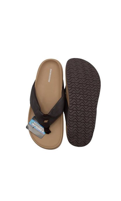S-k-e-c-h-e-r-s Medicated Fanning Flip-Flop in Brown & Beige