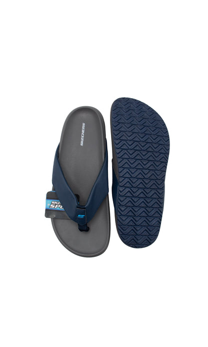 S-k-e-c-h-e-r-s Medicated Fanning Flip-Flop in Blue & Grey
