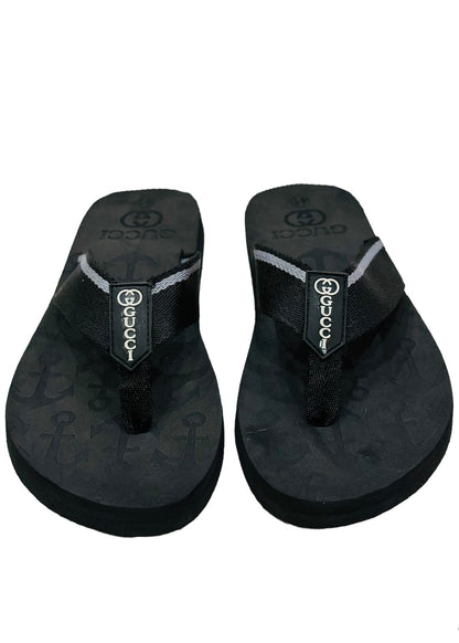 Black Cozy G-U-C-C-I Cross Slippers