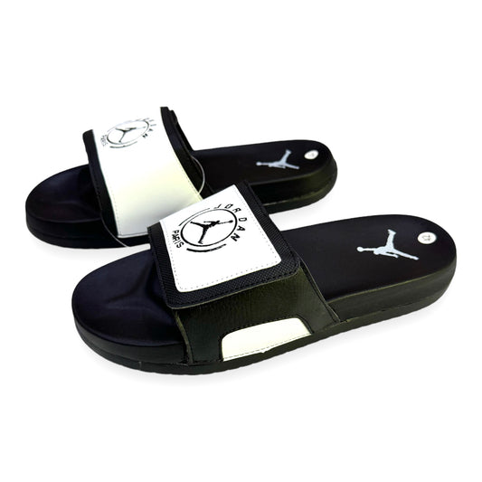 J-O-R-D-A-N Imported Premium Foambed White & Black Slides