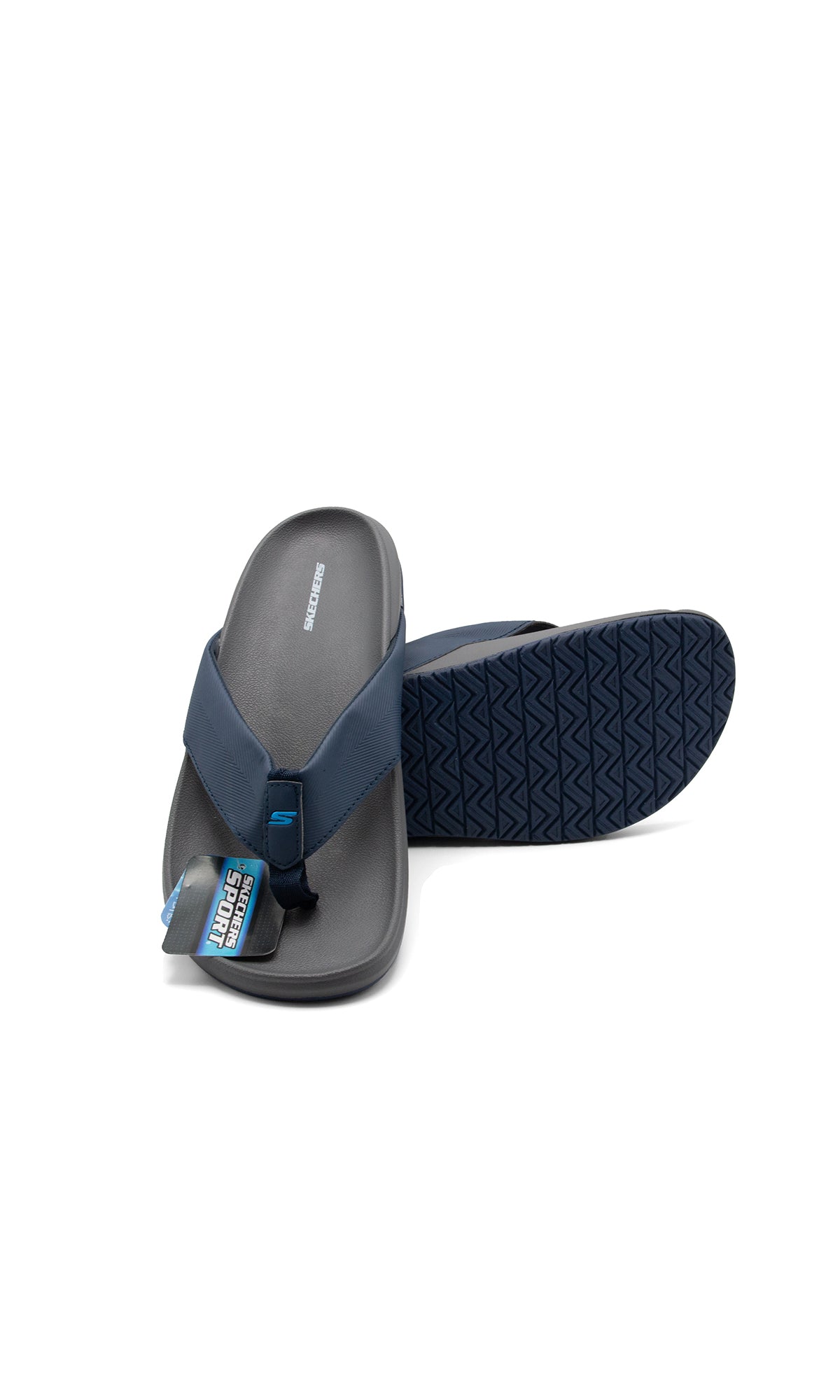 S-k-e-c-h-e-r-s Medicated Fanning Flip-Flop in Blue & Grey