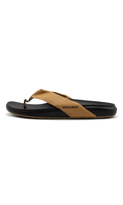 S-k-e-c-h-e-r-s Medicated Fanning Flip-Flop in Beige & Black