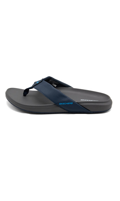 S-k-e-c-h-e-r-s Medicated Fanning Flip-Flop in Blue & Grey