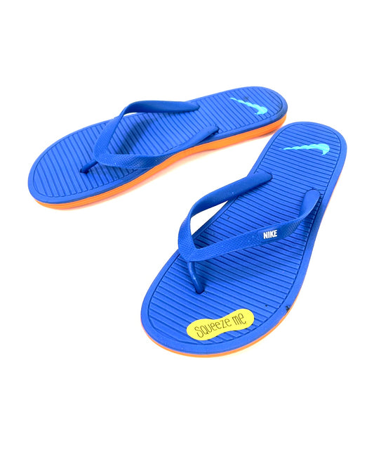 N-I-K-E Imported Soft Flip Flops In Blue