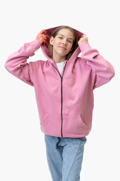 Premium Zipper Hoodie in Pink