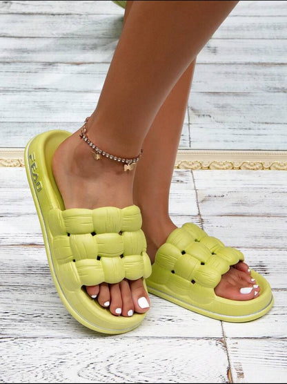 Puffy Soft Sole Slippers - LIGHT GREEN